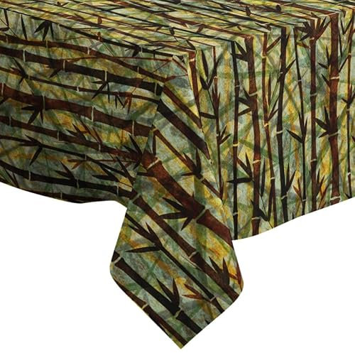 Bambuspflanzen, Blätter, hochauflösendes Muster, rechteckig, Leinen-Tischdecke (130 x 180 cm), waschbar, dekorative Tischdecke