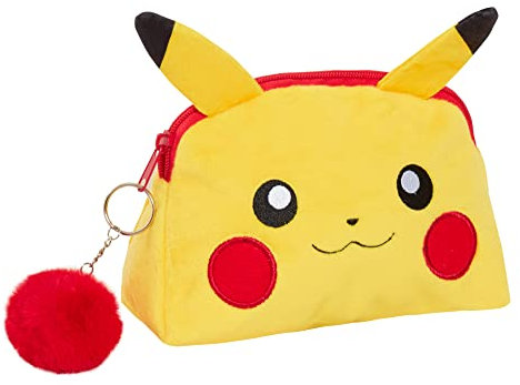 Pokemon Kulturbeutel Pikachu Plüsch Make Up Tasche Kosmetik Kulturbeutel Federmäppchen, gelb, Einheitsgröße, Kosmetiktasche
