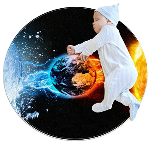 NigelMu Runde Teppiche,große Teppiche,waschbare Teppiche,Duell zwischen Mars und Merkur,Teppich für Schlafzimmer,Wohnzimmer,Rutschfester Teppich
