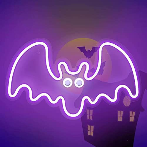 Fledermaus lila Neonlicht LED Neon Schild USB Licht Lampe Reklame Leuchte Kunst Bar Party Nachtlicht Wand Dekoration Gaming Setup Streamer Hintergrund Beleuchtung dekorative Wandleuchte Halloween Bat