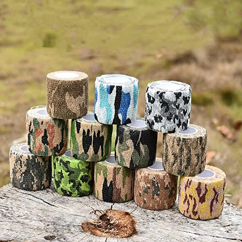 5 Rollen Selbstklebende Tarnbänder 5cm x 4,5m Outdoor Multifunktionale Taktische Stealth Stretch Bandage Vliesstoff Tarnform Band für Outdoor Jagd Angeln (Maple Camo)