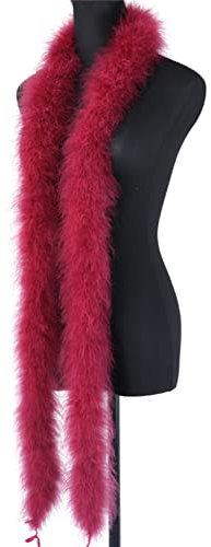 Federboa Weinrot Federdichten,Flauschige Federboa zum Basteln,Federboa Boa Kostümzubehör,Feder Schal Karneval Boa,Federstola Federschal Damen Mädchen Karnevals Kostüm Accessoire,Halloween,Party,2M