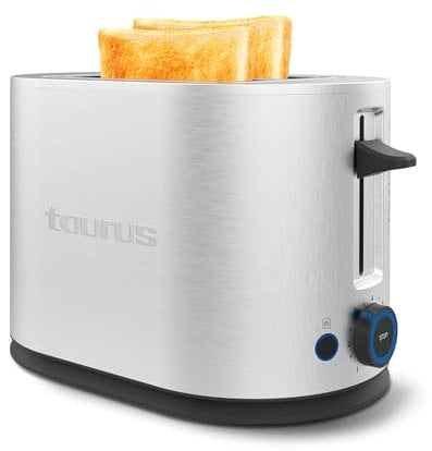 Taurus - Tostador Mytoast Legend 1000W | Acero Inoxidable | Ranura Extra Grande 260x42 mm | 7 Niveles de Tostado | Funciones Descongelar, Recalentar y Cancelar | Bandeja Recogemigas Extraíble