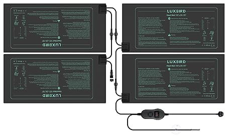Luxbird 4 Pack Seedling Heat Mats with Digital Thermostat Controller, 10 x 20.75 Waterproof Plant Heating Mats Combo, for Seed Starting, Germination, Hydroponics, Brewing, Breeding, Greenhouses