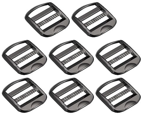 Uxcell Metal Ladder Buckle Slider Tri-Glider Metal Adjustable Buckles, 8pcs 25mm(1) Inner Width for Webbing Backpack Strap, Gun-black