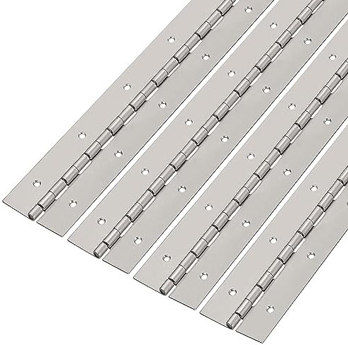 uxcell Piano Hinge 16Inch x 2Inch, 4pcs Stainless Steel Continuous Hinge Piano Hinges for Cabinets, Door, DIY Storage Boxes, 0.059 Leaf Thickness, Silver