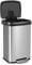 TANGZON 50L/68L Recycling Pedal Bin, Stainless Steel Kitchen Bin with Soft Close Lid, Handle & Non-Slip Base, Fingerprint-Proof Waste Separation Trash Can (50L, with Deodorant Box, Silver)