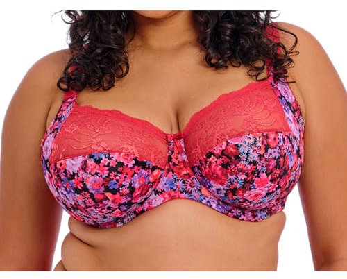 Elomi Women's Morgan Banded Underwire Stretch Lace Bra Full Coverage, Opaque, Sunset Meadow, 40J US