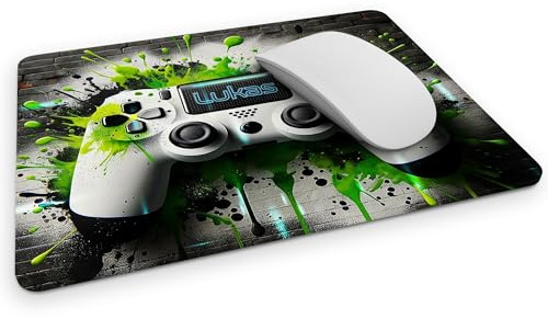 timalo® Gaming Mousepad personalisiert mit Namen | Mauspad mit Namen Geschenk für Gamer | Wunschname gaming Zone | Graffiti Controller grün