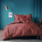 MATT & ROSE Housse de Couette Unie Coton LAVÉ 2 Personnes | 100% Coton Lavé | Oeko-TEX | Housse de Couette 240x260 cm | Lie de Vin