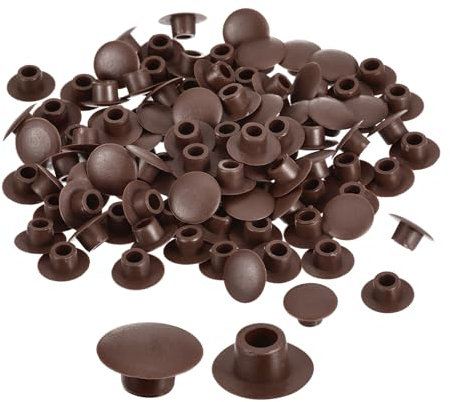 QUARKZMAN 100Pz Tappi per Fori di Vite, 6mm(1/4) di Diametro, Tappi in Plastica a Pressione per Ripiani, Tipo a Filo, per Mobili, Armadi, Credenze, Marrone Scuro.
