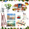 Sunwuun Wichtel Zubehör,8 Stück 1/12 Wichtel Zubehör Weihnachten,Miniatur Weihnachten Puppenhaus Zubehör,Miniatur Wichtel Zubehör Mal Kunst Set mit Staffelei Topfpflanze Gießkanne