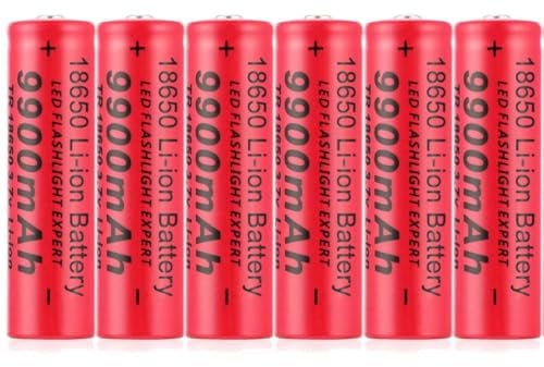 Batterie ricaricabili 3,7 V, batteria 9900 mAh, batterie ad alta capacità per lampada frontale LED, telecomando, auto telecomandata (6 pezzi)