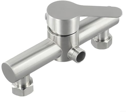 Mezclador termostático de ducha, grifo de ducha de acero inoxidable, mezclador de agua caliente y fría, asas de metal montadas en la pared