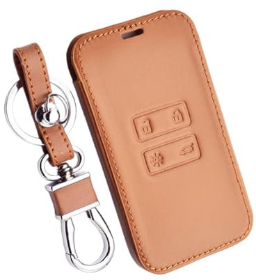 OTMIK Housse de Protection des clés de Voiture en Cuir pour Renault Captur Koleos Kadjar Arkana Megane Dacia Duster Sandero Accessoires pour Coque de clé (Marron)