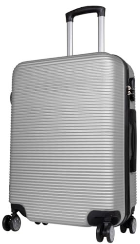 Warenhandel König Hartschalen Koffer Trolley Ilsede Querrillendesign - Farbe Silber - Gr. L