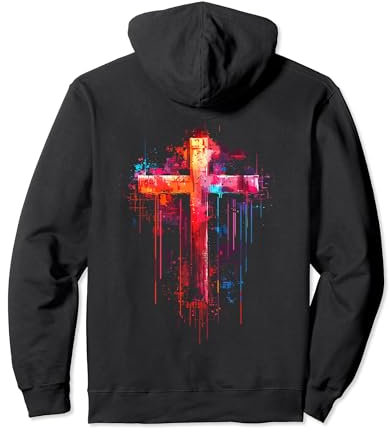 Jesus Kreuz Backprint Pullover Hoodie