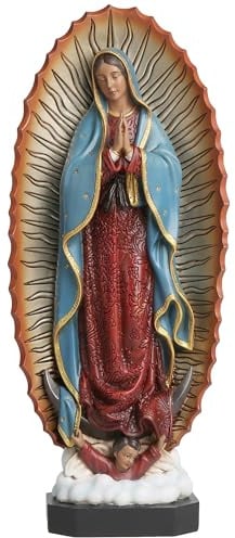 Vineyard Carvings Statue Our Lady of Guadalupe – 34,9 cm Jungfrau Maria Statue Gesegnete Mutter Virgen de Guadalupe Religiöse Figuren, handbemalte Mutter Maria Skulptur katholische Geschenke