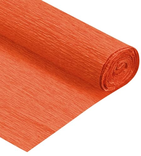 QUARKZMAN Krepppapier Orangerot, 2.1m x 77m Floristen Krepp Papier Bunt für Handwerke, Party, Schulpapier, Kräuselpapier, Verpackung, Blumen DIY