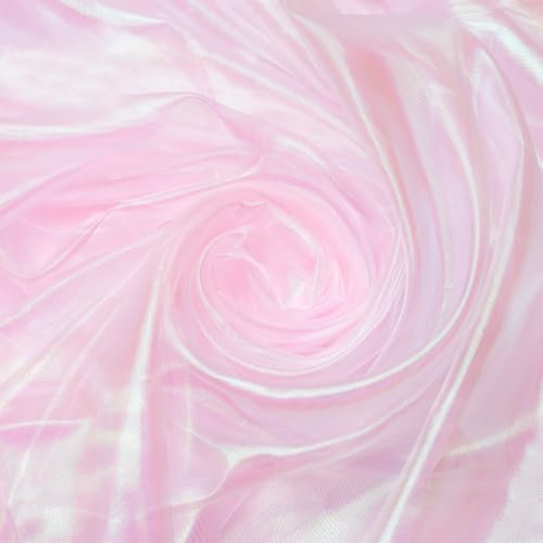 NBEADS 3 m Tissu Organza, 1.5m Large Organza Dentelle Tissu Ruban de Tissu Brillant Magique en Tissu Tissu de Gaze Holographique Irisé Tulle Mariage pour Spectacle de Scène Costume Décoration, Rose