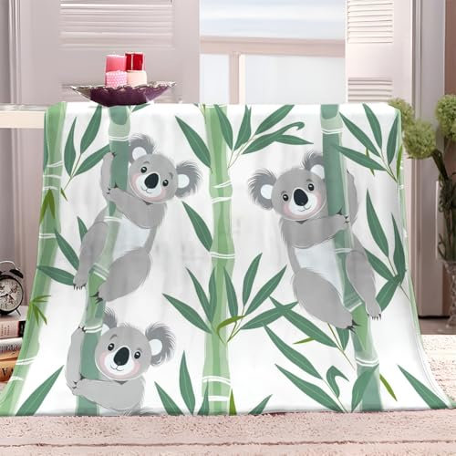 XCQHZYQ Kuscheldecke Cartoon-Tier-Koala-Bambus 180x200 cm Flauschig Decke Fleecedecke Sofadecke Warm Wohndecke Couchdecke, Weich Sofaüberwurf Decke