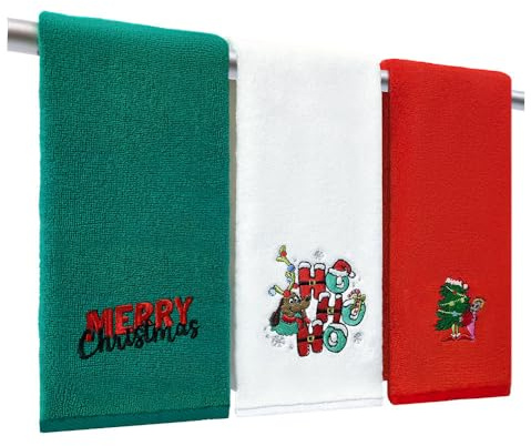 TorDerL Weihnachtliche Geschirrtücher aus Baumwolle groß 33×74 cm 3er Set weiche und saugfähige Küchentücher Deko Tea Towels für Küche und Bad Handtücher für die Weihnachtszeit