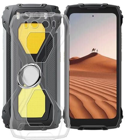 HGJTFANY Hülle für Blackview BV7300 (6.67), mit 360° Rotating Ring Ständer, Ultradünn Weiche Silikon Stoßfest Handyhülle Transparent TPU Schutzhülle Cover für Blackview BV7300
