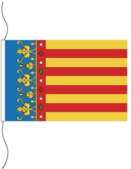 Stormflag Bandera Valencia con Corona cordón 30x45cm Bandera del barco Corona 30x45cm Polyester 110g/m2,en Tela náutico Resistente al Viento
