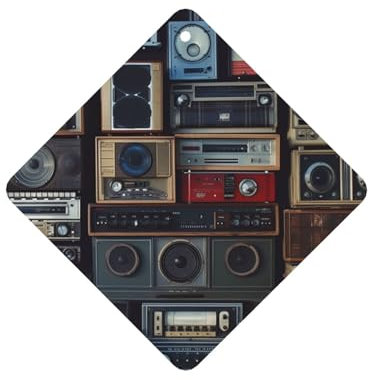 6 Pcs Car Air Fresheners Hanging Fragrance Scented Cards Car Aromatherapy Tablets Vintage Wall of Radio Boombox Auto Interior Mirror Pendant Gifts for Women Men