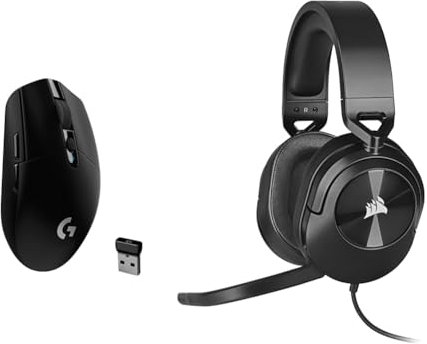 Logitech G305 LIGHTSPEED Wireless & CORSAIR HS55 SURROUND Lightweight Multiplatform Wired