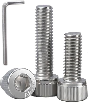 BACSHBY 10 Stück M6 x 70 mm Zylinderschrauben mit Innensechskant, Flachkopf Edelstahl A2 V2A, Vollgewinde Schrauben Zylinderkopfschrauben Innensechskantschrauben mit Schraubenschlüssel