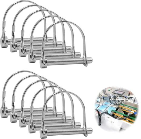 Juego de 10 pasadores de seguridad galvanizados de 8 mm x 60 mm, pasador de seguridad plegable de alta resistencia, juego de pasadores de seguridad con cierre de bloqueo, pernos con pasador para
