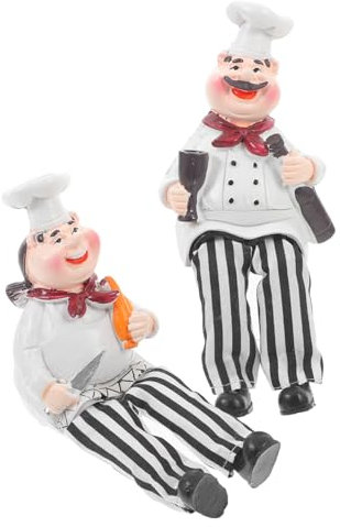 Amosfun Resin KüChendeko Chef Puppe Set 2 StüCk Kreative HäNgende Beine Deko KüChendekoration Wohnzimmer Schlafzimmer Liebevolles Paar Design
