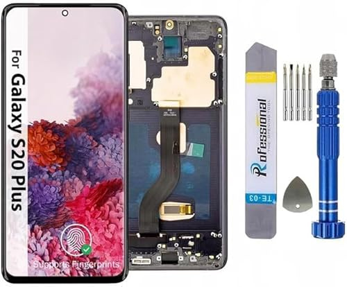 It'Go Full OLED Display für Samsung S20 Plus G985 mit Fingerabdruck LCD Bildschirm Ersatz Touchscreen mit Werkzeug Schwarz mit Rahmen Hohe Qualität