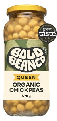 Bold Bean Organic Chickpeas 570g – High Protein & Fibre – Ready to Eat – Vegan, Gluten Free Pantry Staple