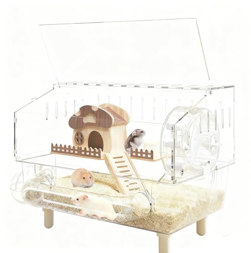 Opilroyn Hamsterkäfig,Doppelschicht Laufrad Lebensraum,Hamsterkäfig Mit Zubehör | Für Bodenbedeckung, Liebhaber Von Kleintieren, Zuhause, Reisen Und Spielen