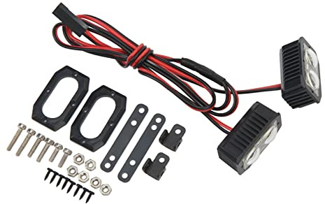 SPYMINNPOO RC-Scheinwerfer, 4 LEDs, Weiße Beleuchtung, Kunststoffgehäuse für 1/10 RC-Car, Nachtbeleuchtungszubehör für Axial SCX10 für Gen8, Schwarzer Kunststoff 25 X 15 Mm