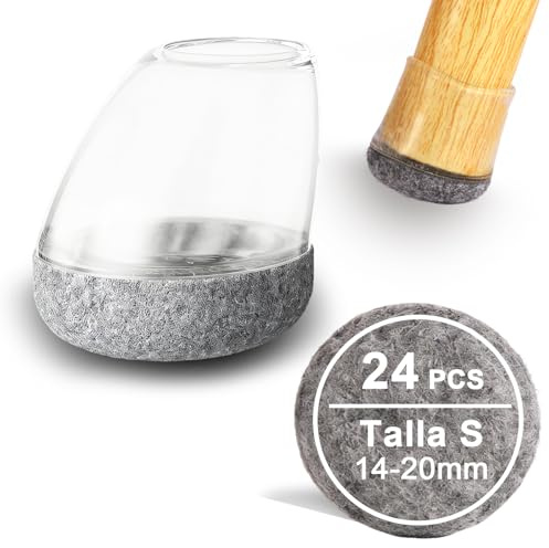 Lot de 24 repose-pieds de chaise en feutre gris Ø14-20 mm pour pieds de chaise avec angle d'inclinaison de 15 ° à 25 ° - Coussinets de protection en silicone antidérapants et anti-rayures