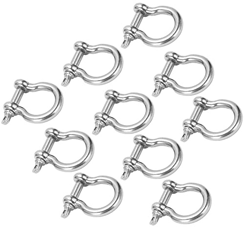 Aumotop Anclaje en D con Grillete de Carga de Acero Inoxidable Resistente 10 Piezas para Diversas Aplicaciones Industriales M5, Forma U Resistente para Profesionales