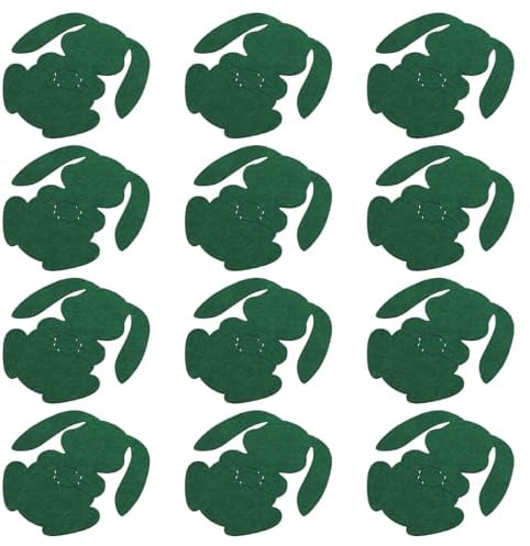 GALPADA 12pcs Bunny Shape Easter Cutlery Holders Green Non-woven Fabric Dinner Table Decor and Tableware Storage Sleeves for Easter Party and Dinner Party Supplies