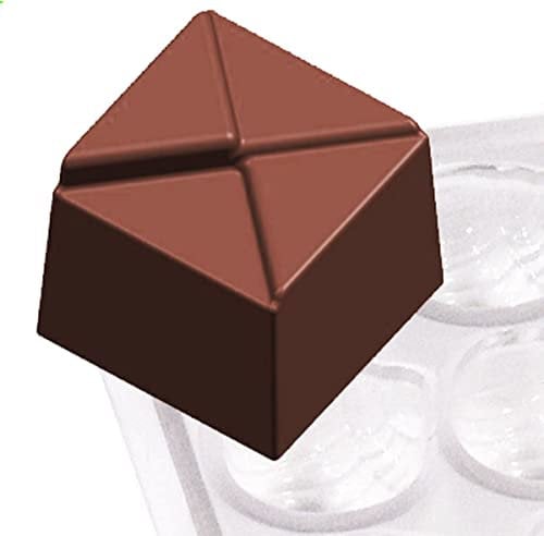 Contacto Pralinenform Quadrat für 36 Pralinen 21 x 21 x 18 mm, große Formplatte 27,5 x 13,5 x 2,5 cm aus Kunststoff, transparent