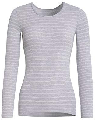 Conta Thermo Langarm Shirt, wärmendes Thermoshirt aus natürlicher Baumwolle, bequemes Basic-Oberteil, Damenbekleidung, Sterling Geringelt, Größe: 38/S