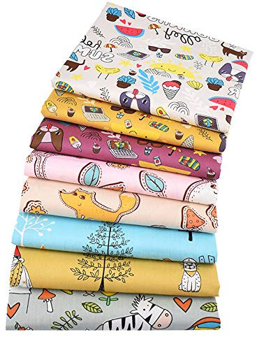 YYSZ Baumwollstoff Meterware Stoffpaket 8 Stück je 46 x 56 cm, Stoffe zum Nähen Patchwork Stoff Paket Stoffreste Nähstoffe Baumwolle Öko-Tex DIY Baumwolltuch