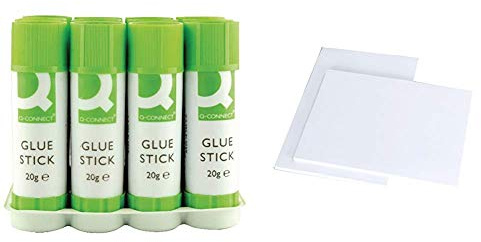 Q-Connect Glue Sticks KF10505Q, 20 g - Pack of 12 &House of Card & Paper A4 160 gsm Card - White (Pack of 50 Sheets)