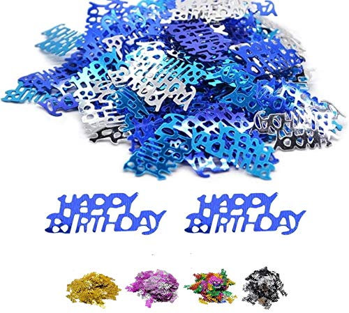 DIWULI Happy Birthday Tisch-Konfetti Blau Silber - Deko