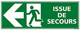 Panneau Photoluminescent - Issue de Secours Flèches vers La Gauche - Dimensions 350 x 125 mm - Aluminium - Protection Anti-UV