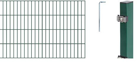 Alberts 646356 Doppelstabmattenzaun als 28 tlg. Zaun-Komplettset | verschiedene Längen und Höhen | grün | Höhe 80 cm | Länge 26 m