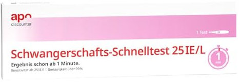 apodiscounter Schwangerschaftstest Schnelltest (1 Stck) - Frühtest ab 25 mIU/ml - über 99% zuverlässig - einfache Anwendung - hohe Sensitivität - Ergebnis in 1 Minute