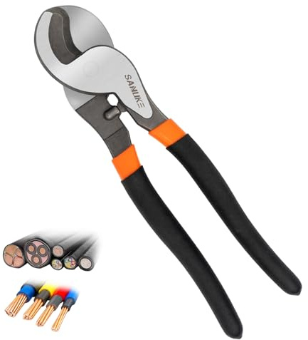 10 Inch Cable Cutters, Sanuke High Leverage Cable Cutter Heavy Duty Industrial Strength Electrical Wire Cutters for Cutting Aluminum Copper Communication Cables