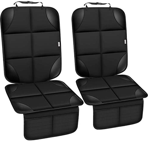 Meolsaek Car Seat Protector for Child Car Seat, Durable 600D Fabric Waterproof Car Seat Cover with Thick Pad Non-Slip Backing,No Imprints (Black 2pcs)